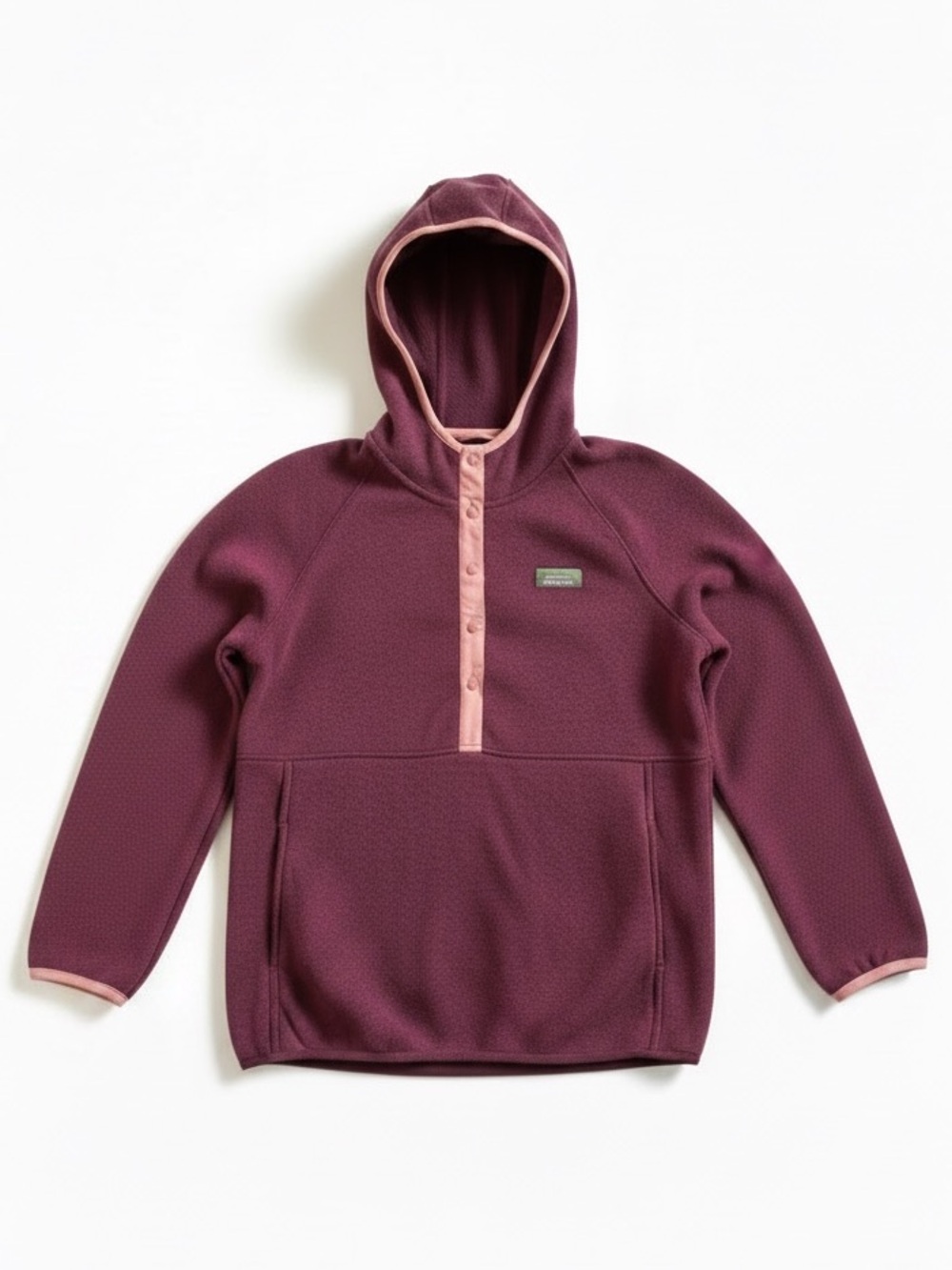 L.L. Bean Fleece Lined Hooded Sweater Outdoor Winter Layer Plum Wine Pink Small